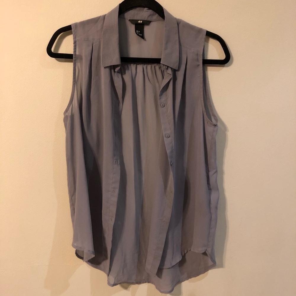 H&M Gray Button Down Sleeveless Shirt Size 2